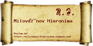 Milovánov Hieronima névjegykártya